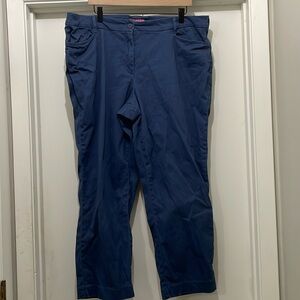 Woman Within 20W petite cotton pants. Blue.